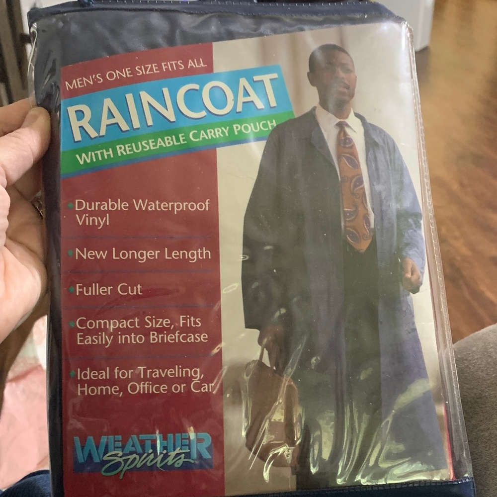 Men's Navy Raincoat with Carry Pouch